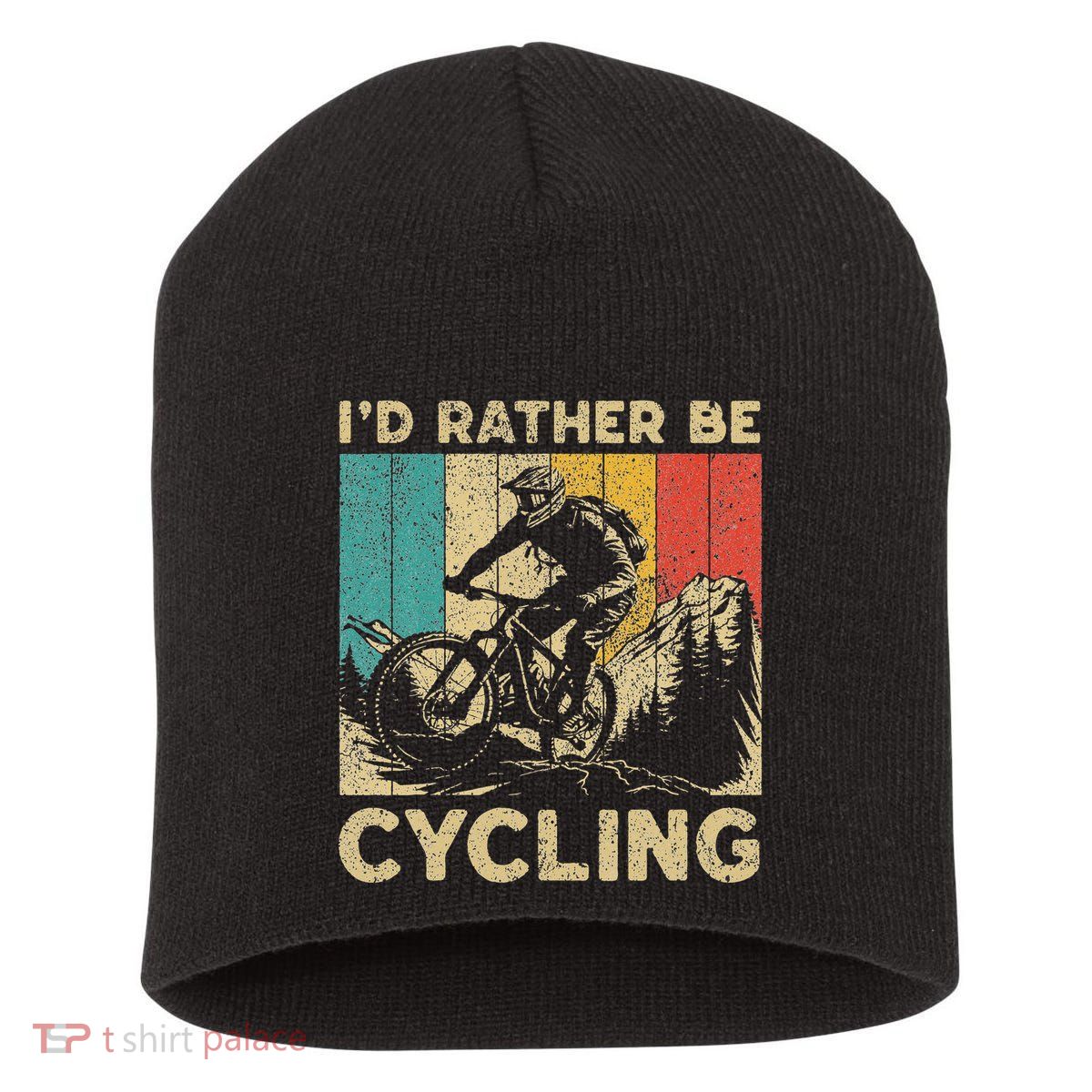ID Rather Be Cycling Bicycle Riding Cyclist Short Acrylic Beanie
