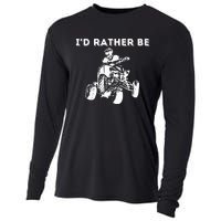 ID Rather Be Riding Quad Bikes Quad Biker Atv 4 Wheeler Cooling Performance Long Sleeve Crew