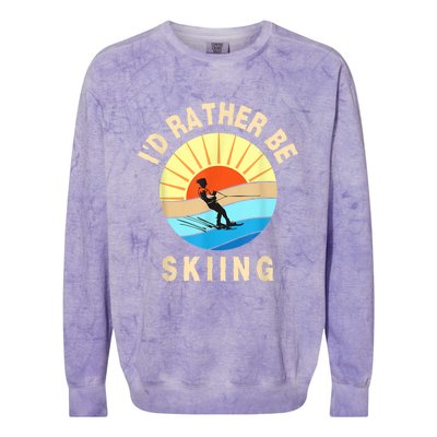 Id Rather Be Water Skiing Fun Water Sport Ski Wear Colorblast Crewneck Sweatshirt