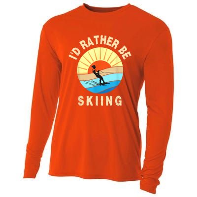 Id Rather Be Water Skiing Fun Water Sport Ski Wear Cooling Performance Long Sleeve Crew