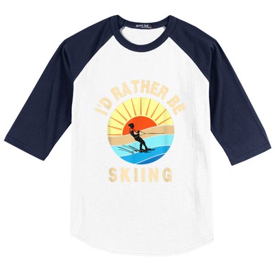 Id Rather Be Water Skiing Fun Water Sport Ski Wear Baseball Sleeve Shirt