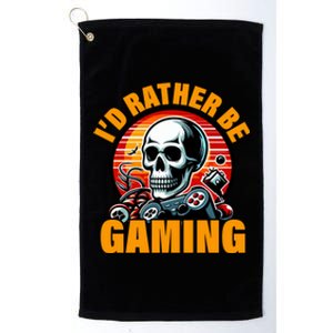 ID Rather Be Gaming Funny Gamer Skeleton Humor Gift Platinum Collection Golf Towel