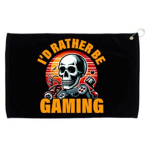 ID Rather Be Gaming Funny Gamer Skeleton Humor Gift Grommeted Golf Towel