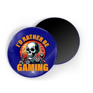 ID Rather Be Gaming Funny Gamer Skeleton Humor Gift Magnet