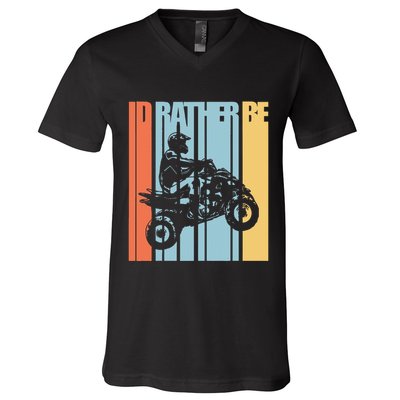 Id Rather Be Riding Quad Bikes Atv Brap V-Neck T-Shirt