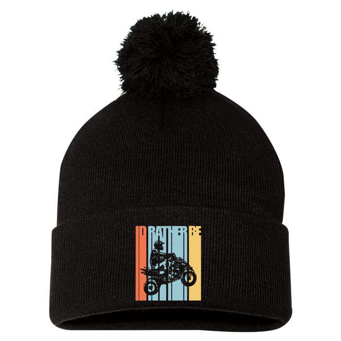 Id Rather Be Riding Quad Bikes Atv Brap Pom Pom 12in Knit Beanie