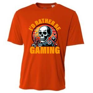 ID Rather Be Gaming Funny Gamer Skeleton Humor Meaningful Gift Cooling Performance Crew T-Shirt