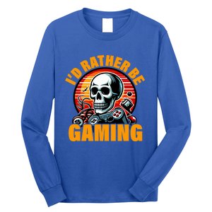 ID Rather Be Gaming Funny Gamer Skeleton Humor Meaningful Gift Long Sleeve Shirt