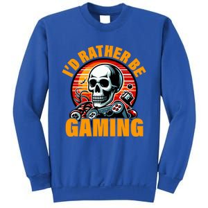 ID Rather Be Gaming Funny Gamer Skeleton Humor Meaningful Gift Sweatshirt