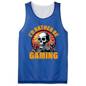 ID Rather Be Gaming Funny Gamer Skeleton Humor Meaningful Gift Mesh Reversible Basketball Jersey Tank