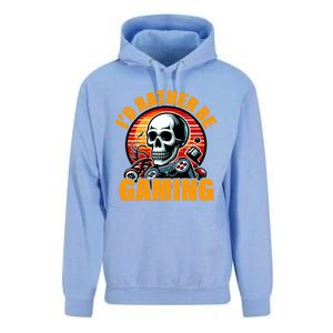 ID Rather Be Gaming Funny Gamer Skeleton Humor Meaningful Gift Unisex Surf Hoodie