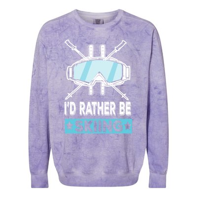 Id Rather Be Skiing Wintersport Ski Snowboard Gift Colorblast Crewneck Sweatshirt