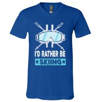 Id Rather Be Skiing Wintersport Ski Snowboard Gift V-Neck T-Shirt