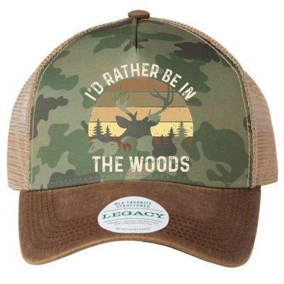 ID Rather Be In The Woods Retro Vintage Deer Lover Hunter Legacy Tie Dye Trucker Hat