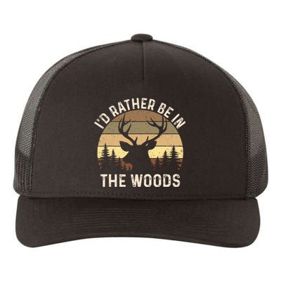 ID Rather Be In The Woods Retro Vintage Deer Lover Hunter Yupoong Adult 5-Panel Trucker Hat