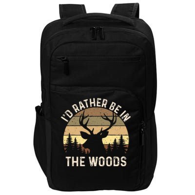 ID Rather Be In The Woods Retro Vintage Deer Lover Hunter Impact Tech Backpack