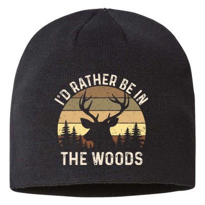 ID Rather Be In The Woods Retro Vintage Deer Lover Hunter Sustainable Beanie