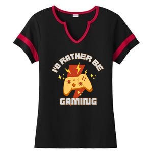 I'd Rather Be Gaming Funny Gaming Ladies Halftime Notch Neck Tee