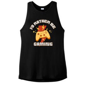 I'd Rather Be Gaming Funny Gaming Ladies PosiCharge Tri-Blend Wicking Tank