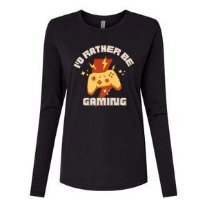 I'd Rather Be Gaming Funny Gaming Womens Cotton Relaxed Long Sleeve T-Shirt