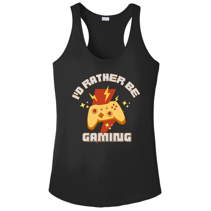 I'd Rather Be Gaming Funny Gaming Ladies PosiCharge Competitor Racerback Tank