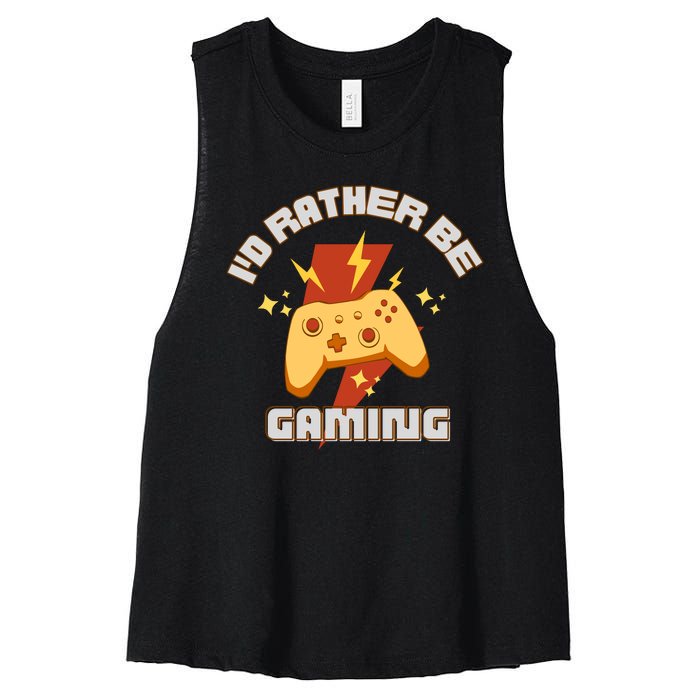 I'd Rather Be Gaming Funny Gaming Women's Racerback Cropped Tank