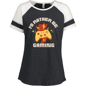 I'd Rather Be Gaming Funny Gaming Enza Ladies Jersey Colorblock Tee