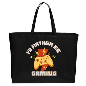 I'd Rather Be Gaming Funny Gaming Cotton Canvas Jumbo Tote