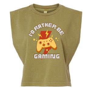 I'd Rather Be Gaming Funny Gaming Garment-Dyed Women's Muscle Tee