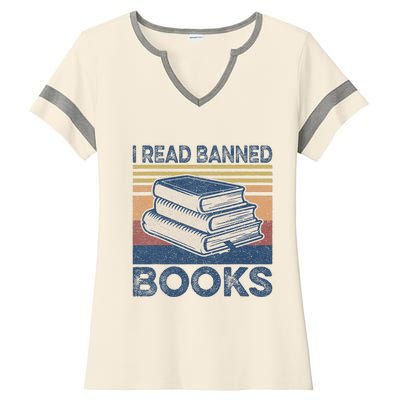 I Read Banned Books Week Librarian Freedom Reader Nerd Ladies Halftime Notch Neck Tee