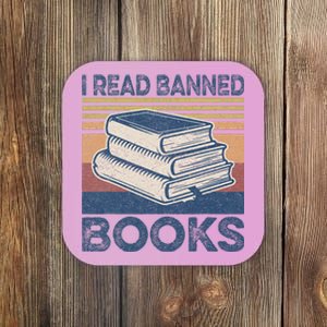 I Read Banned Books Week Librarian Freedom Reader Nerd Coaster