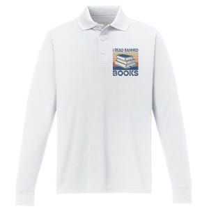 I Read Banned Books Week Librarian Freedom Reader Nerd Performance Long Sleeve Polo