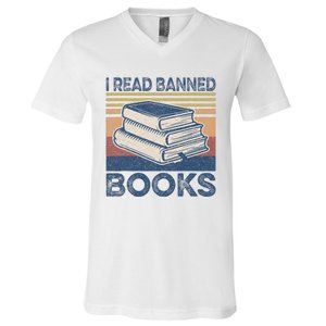 I Read Banned Books Week Librarian Freedom Reader Nerd V-Neck T-Shirt