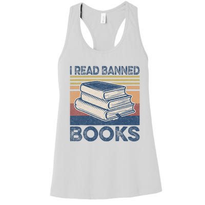 I Read Banned Books Week Librarian Freedom Reader Nerd Women's Racerback Tank