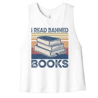 I Read Banned Books Week Librarian Freedom Reader Nerd Women's Racerback Cropped Tank