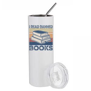 I Read Banned Books Week Librarian Freedom Reader Nerd Stainless Steel Tumbler