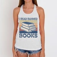 I Read Banned Books Week Librarian Freedom Reader Nerd Women's Knotted Racerback Tank