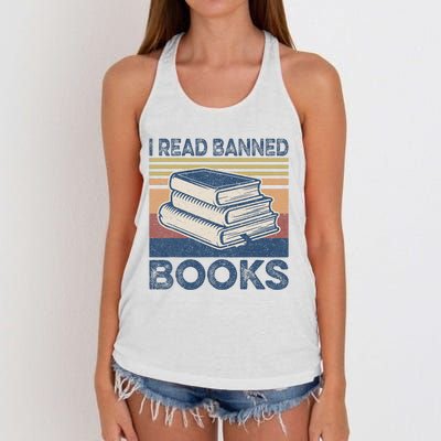 I Read Banned Books Week Librarian Freedom Reader Nerd Women's Knotted Racerback Tank