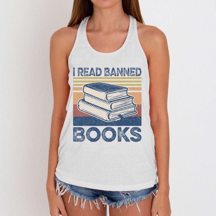 I Read Banned Books Week Librarian Freedom Reader Nerd Women's Knotted Racerback Tank