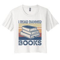 I Read Banned Books Week Librarian Freedom Reader Nerd Women's Crop Top Tee