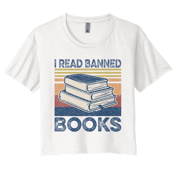 I Read Banned Books Week Librarian Freedom Reader Nerd Women's Crop Top Tee