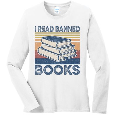 I Read Banned Books Week Librarian Freedom Reader Nerd Ladies Long Sleeve Shirt