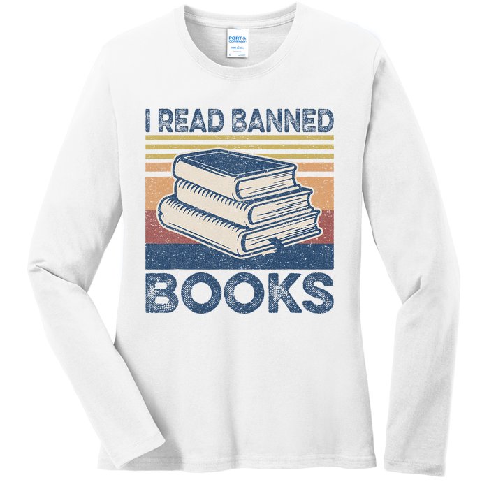 I Read Banned Books Week Librarian Freedom Reader Nerd Ladies Long Sleeve Shirt