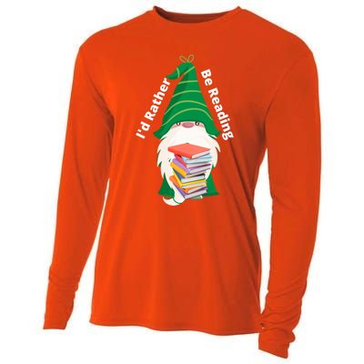 I'd Rather Be Reading Funny St Patrick Day Gnome Book Lover Meaningful Gift Cooling Performance Long Sleeve Crew