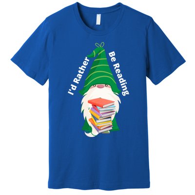 I'd Rather Be Reading Funny St Patrick Day Gnome Book Lover Meaningful Gift Premium T-Shirt