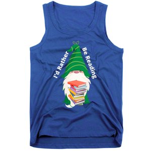 I'd Rather Be Reading Funny St Patrick Day Gnome Book Lover Meaningful Gift Tank Top