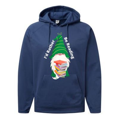 I'd Rather Be Reading Funny St Patrick Day Gnome Book Lover Meaningful Gift Performance Fleece Hoodie