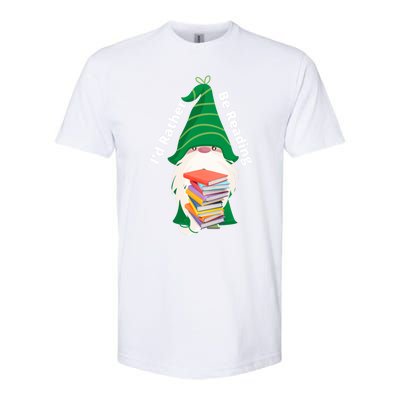 I'd Rather Be Reading Funny St Patrick Day Gnome Book Lover Meaningful Gift Softstyle CVC T-Shirt