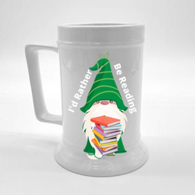 I'd Rather Be Reading Funny St Patrick Day Gnome Book Lover Meaningful Gift Beer Stein