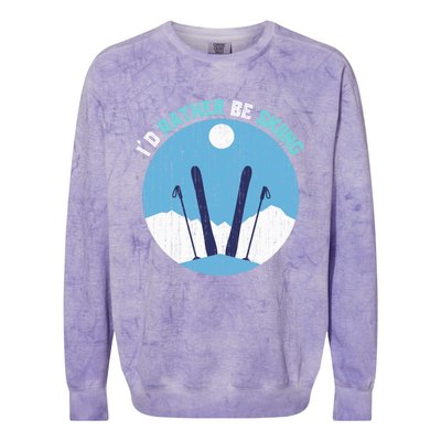 Id Rather Be Skiing Gift For Dad Colorblast Crewneck Sweatshirt